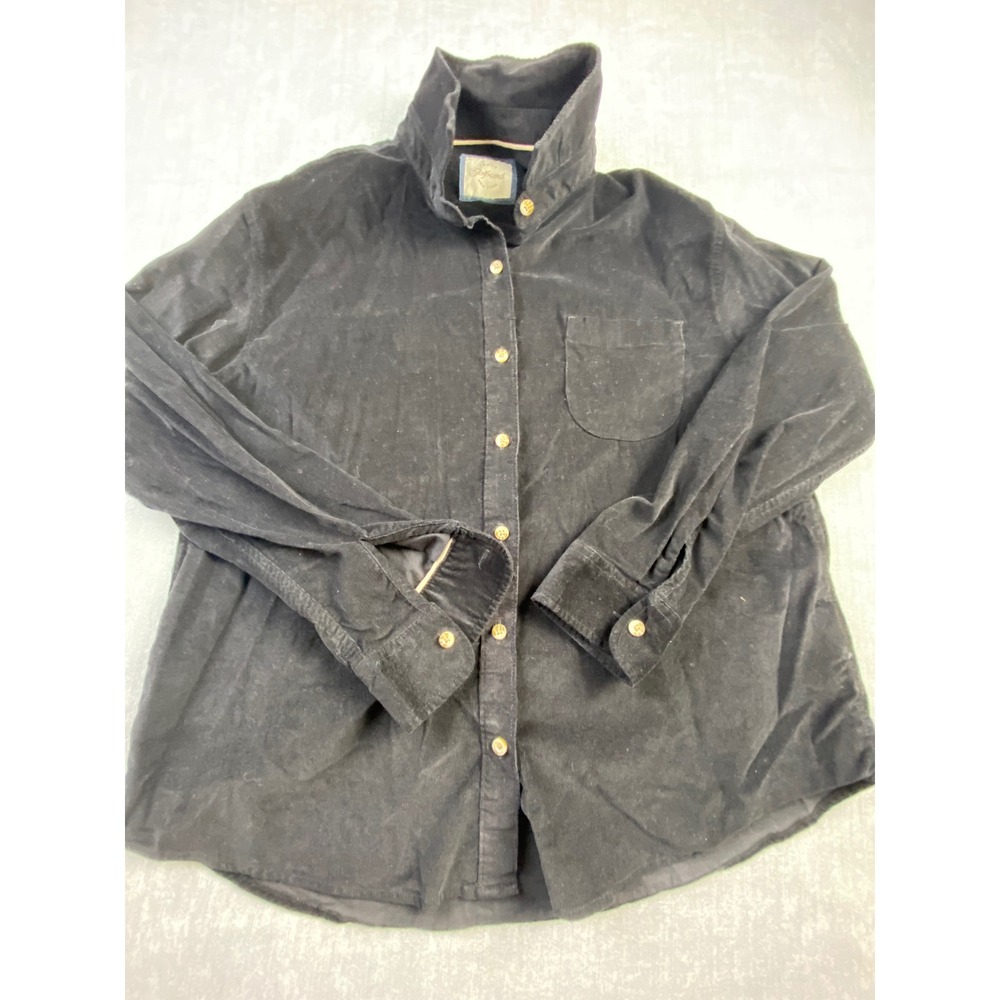 Jachsโ Girlfriend Black Corduroy Button Down Shirt Long Sleeve Cotton Blend